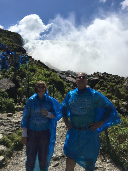 Megan and David - outfitted for the mist